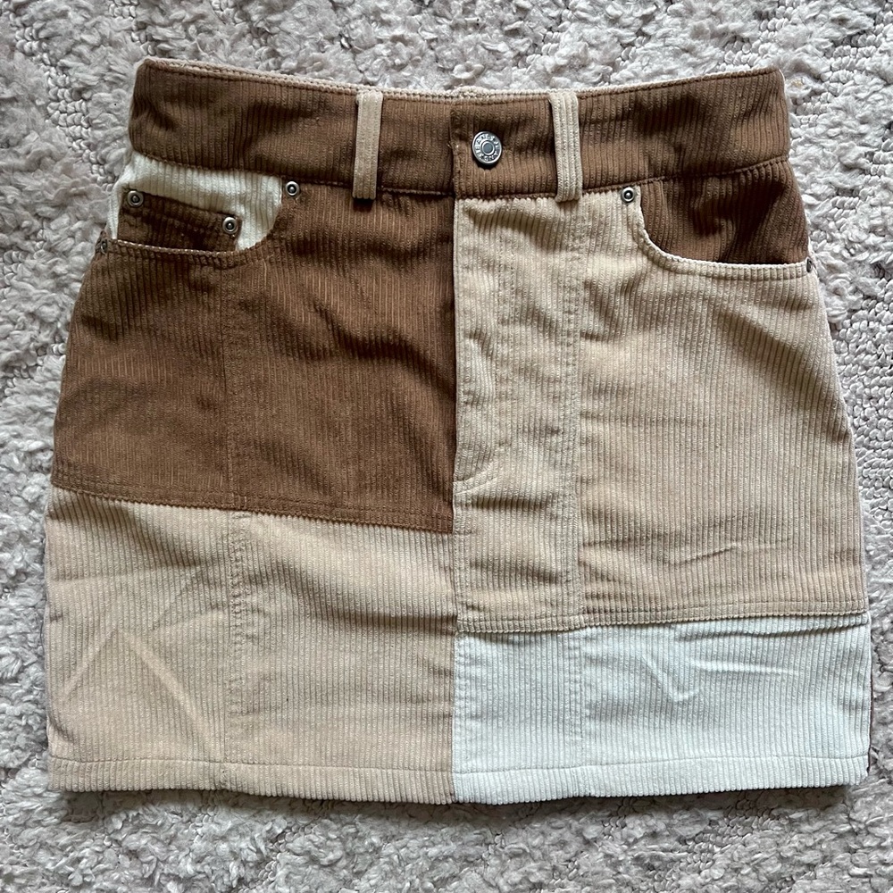 Nasty Gal Corduroy Color Block Mini Skirt, NWT